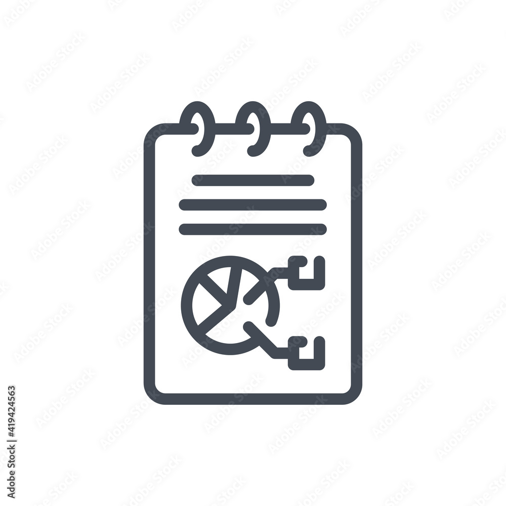 Poster strategy report line icon. analytics and statistics chart and graph vector outline sign.