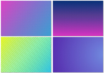 Set of Backgrounds with Striped Pattern and Colored Gradient - Four Graphic Designs as Vector Illustration