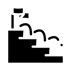 ball falling on stairs glyph icon vector illustration