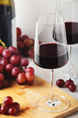 Red wine in a transparent white glass	