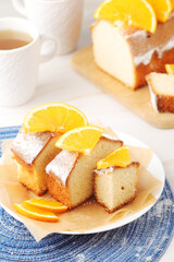 A biscuit citrus cake with oranges
