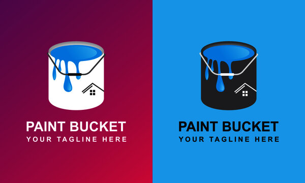 Paint Bucket Logo Design Template-a Bucket, A Can Of Paint, Glue Pouring Out.