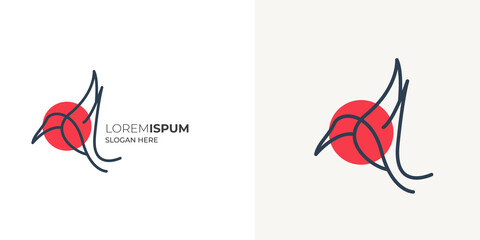 Creative line-art minimal egret logo design vector template. Modern egret logo
