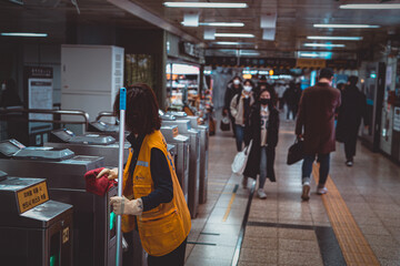 people in subway station
