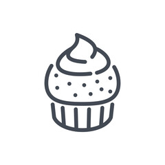 Cupcake line icon. Dessert muffin vector outline sign.