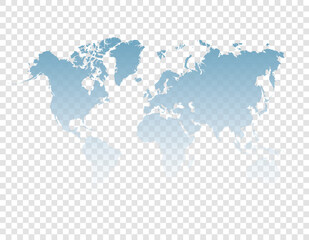 Fototapeta na wymiar blue map of world on transparent background