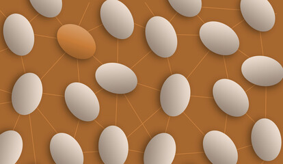 Egg Connection Flat design. Conceptual illustration of social network and leadership concept 