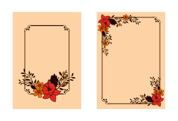 Set of vintage invitation card, floral,leaf,ornament vector background