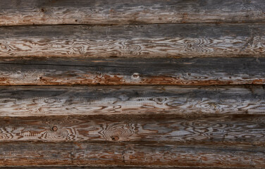 Wooden log house wall background texture