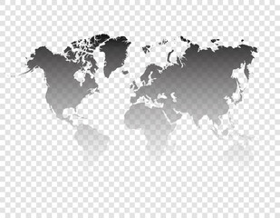 Fototapeta na wymiar map of world on transparent background