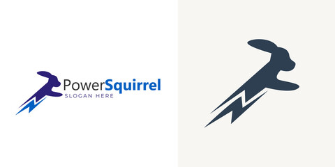 Power icon and squirrel logo design vector template
