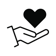 Hand holding heart sign vector illustration. Color editable
