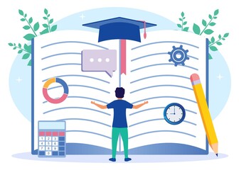 Illustration vector graphic cartoon character of Academic process with personal development