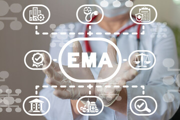 Concept of EMA European Medicines Agency. Drugs evaluation and quality control.