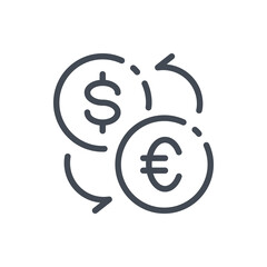Exchange line icon. Dollar with euro with change arrows vector outline sign.