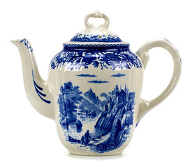 porcelain teapot on white background