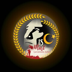 vector illustration for 18 mart çanakkale zaferi means March 18 Canakkale victory, Turkish national day.