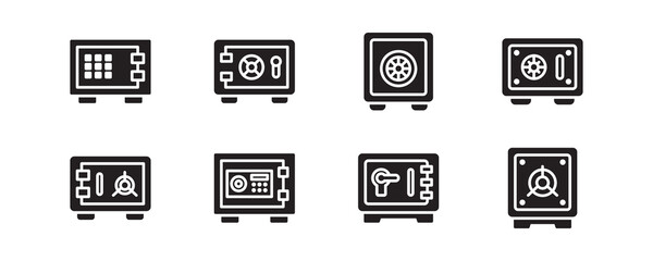 Safe box icon set. Vector graphic illustration. Suitable for website design, logo, app, template, and ui. 