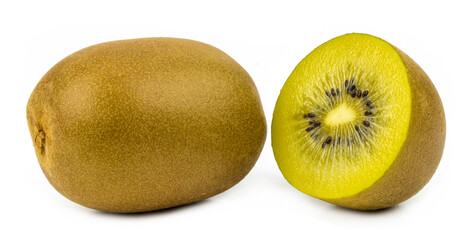   golden kiwi on a white