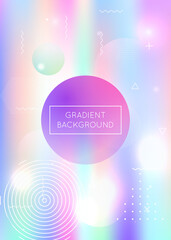 Obraz premium Dynamic shape background with liquid fluid. Holographic bauhaus gradient with memphis elements.