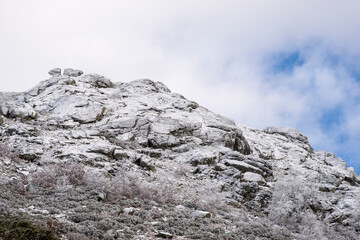 Hervas mountains in snowy Caceres