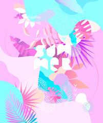 Summer tropical design. Floral composition