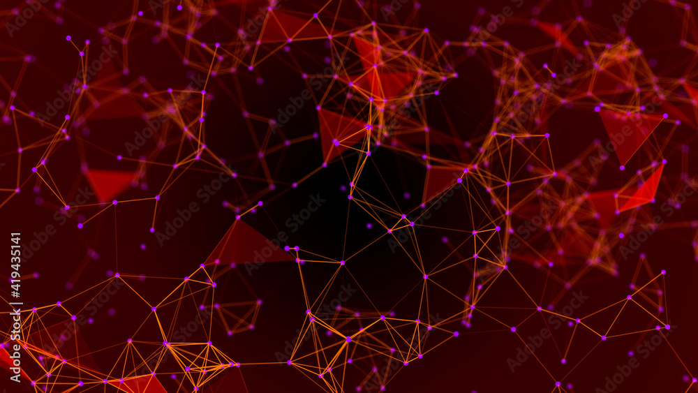 Poster connections system.big data digital background. 3d rendering.