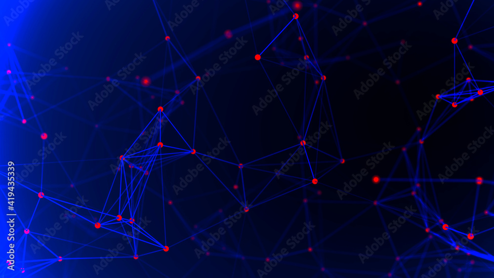 Poster connections system.big data digital background. 3d rendering.