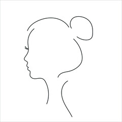 Silhouette of a girl with a hairstyle. Fine lines. Vector illustration.