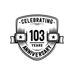 103 years anniversary celebration shield design template. Vector and illustration.
