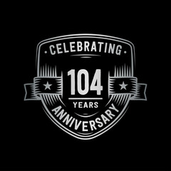 Fototapeta premium 104 years anniversary celebration shield design template. Vector and illustration. 