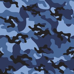 blue military camouflage vector seamless print