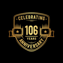 106 years anniversary celebration shield design template. Vector and illustration.
