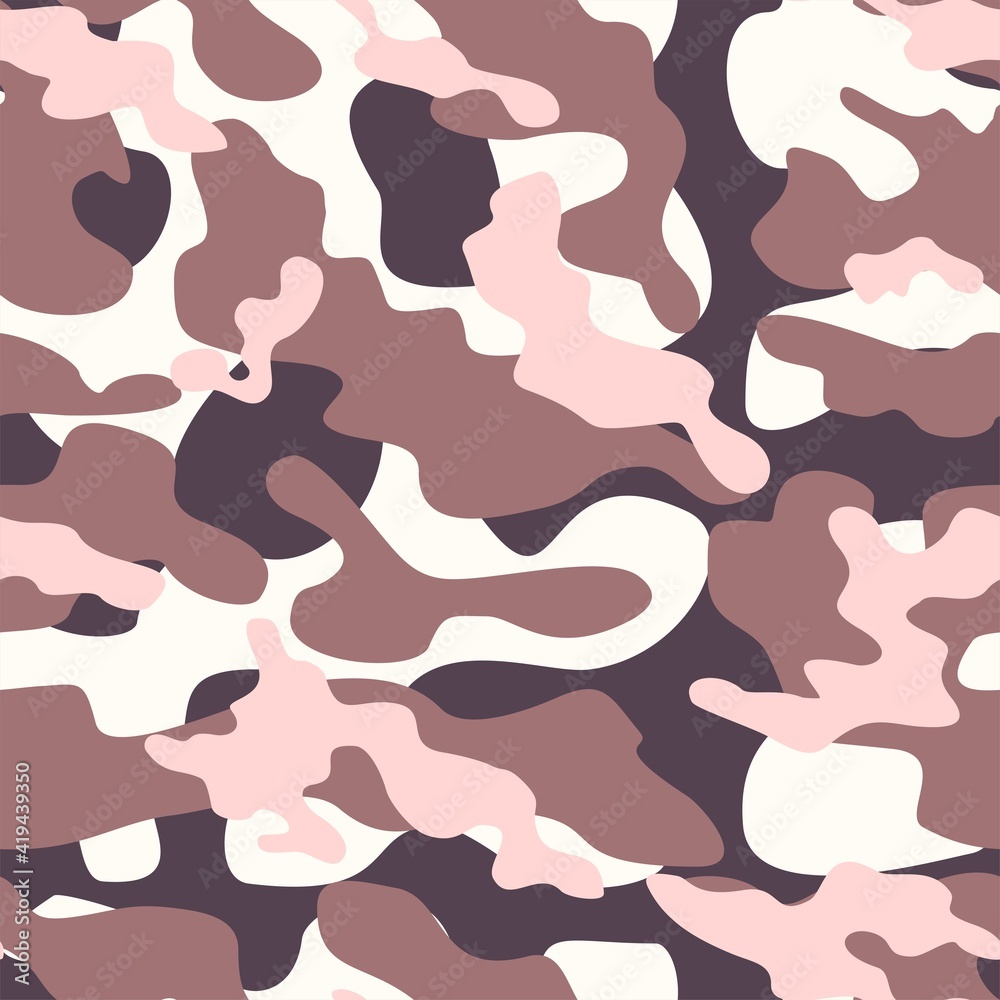 Wall mural pink army camouflage vector seamless pattern - Wall murals