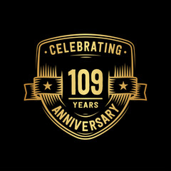 Fototapeta premium 109 years anniversary celebration shield design template. Vector and illustration. 