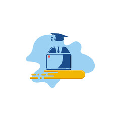 students attending virtual ceremonies vector illustration