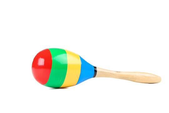 Mexican Wooden Maraca Isolated On White Background
