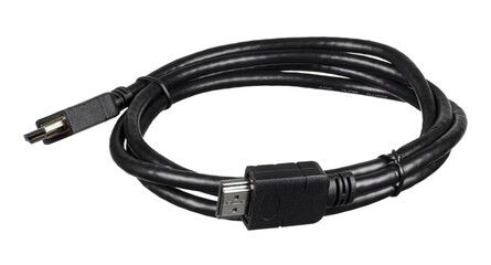 Unused HDMI cable isolated on white background