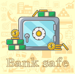 bank safe vector flat illustration, safe business money vector illustration