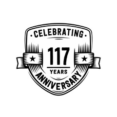 117 years anniversary celebration shield design template. Vector and illustration.
