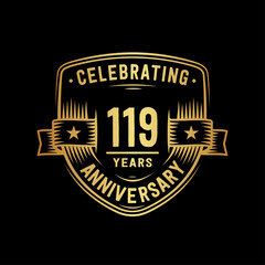 119 years anniversary celebration shield design template. Vector and illustration.
