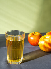 Apple juice in a glass.