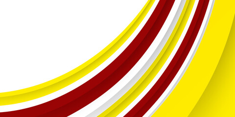 Obraz premium Modern simple red yellow orange white wave presentation template background. Elegant 3d style yellow color geometric banner design. Minimalistic design, creative concept, modern diagonal abstract
