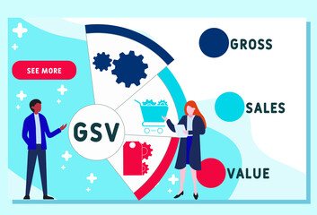 Vector website design template . GSV - Gross Sales Value  business concept background. illustration for website banner, marketing materials, business presentation