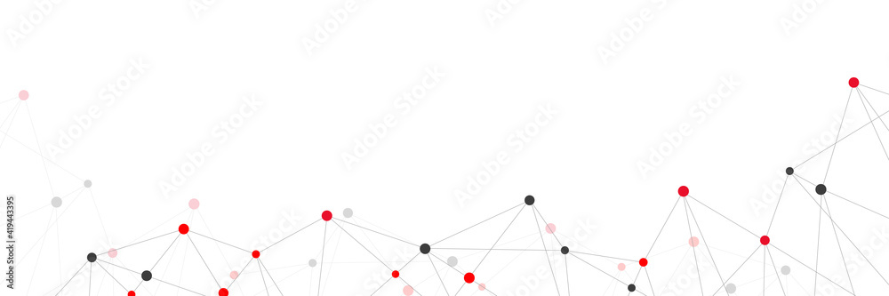 Wall mural website header or banner design with abstract geometric background and connecting dots and lines. gl