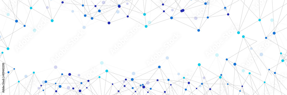Fototapete website header or banner design with abstract geometric background and connecting dots and lines. gl