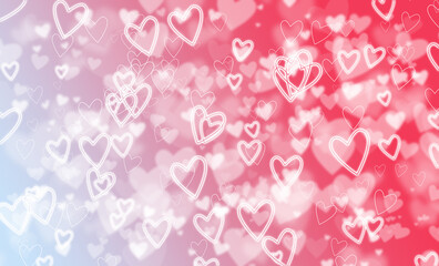 White hearts on light background. Abstract holiday background.