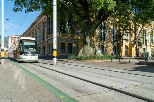 Medellin, Antioquia, Colombia. July 18: 2020: Parainfo Of The University Of Antioquia And The City's Tram.