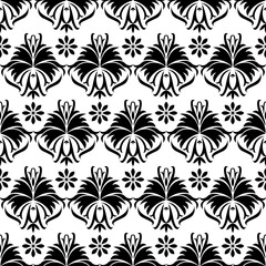 Seamless pattern created by several objects set to background like flowers