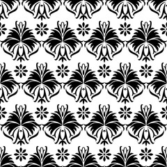 Seamless pattern created by several objects set to background like flowers